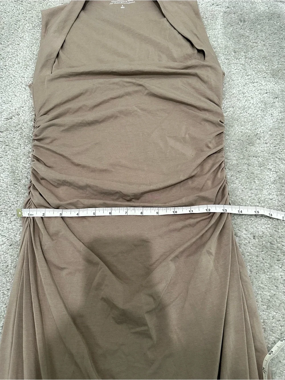 Abercrombie & Fitch Square neck Maxi Dress in Beige Size Small MSRP $100